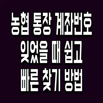 농협 통장 계좌번호 잊었을 때 쉽고 빠른 찾기 방법