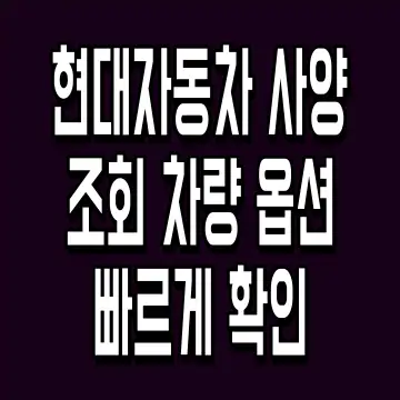 현대자동차 사양 조회 차량 옵션 빠르게 확인