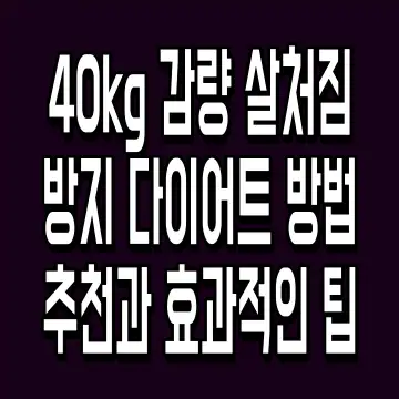 40kg 감량 살처짐 방지 다이어트 방법 추천과 효과적인 팁