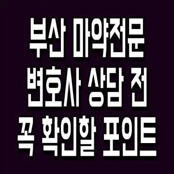 부산 마약전문 변호사 상담 전 꼭 확인할 포인트