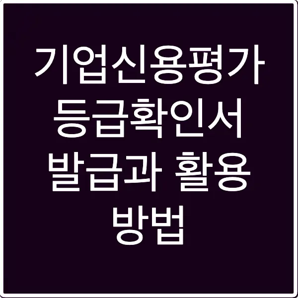 기업신용평가 등급확인서 발급과 활용 방법