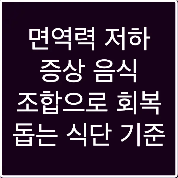 면역력 저하 증상 음식 조합으로 회복 돕는 식단 기준
