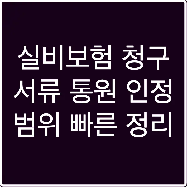 실비보험 청구 서류 통원 인정 범위 빠른 정리