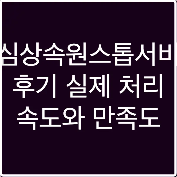 안심상속원스톱서비스 후기 실제 처리 속도와 만족도