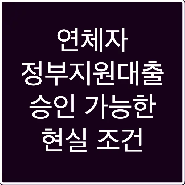 연체자 정부지원대출 승인 가능한 현실 조건