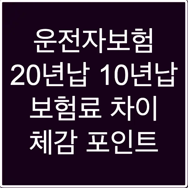 운전자보험 20년납 10년납 보험료 차이 체감 포인트