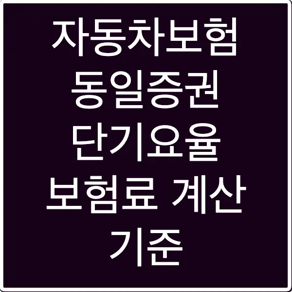 자동차보험 동일증권 단기요율 보험료 계산 기준