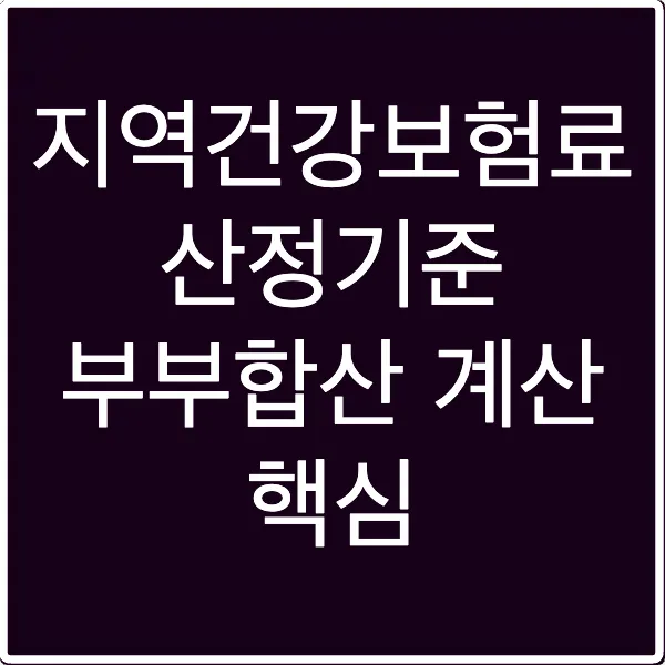 지역건강보험료 산정기준 부부합산 계산 핵심