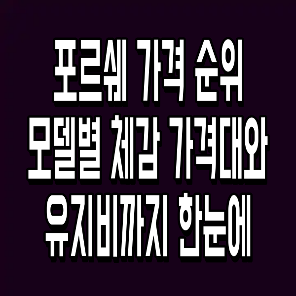 포르쉐 가격 순위 모델별 체감 가격대와 유지비까지 한눈에