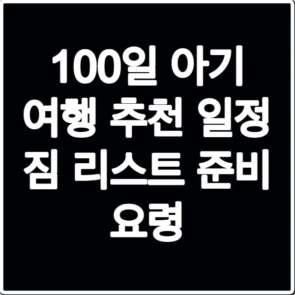 100일 아기 여행 추천 일정 짐 리스트 준비 요령