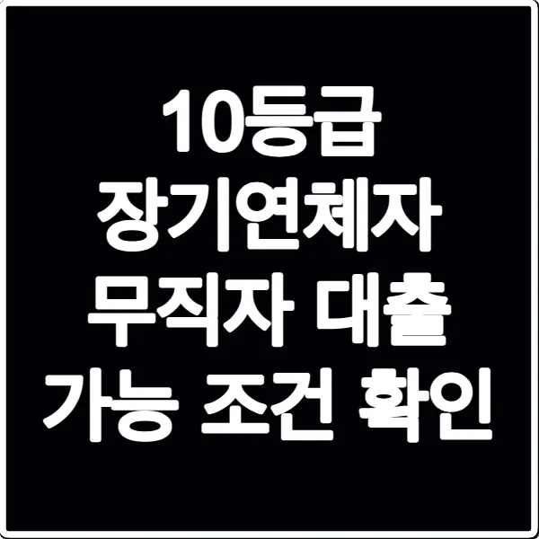 10등급 장기연체자 무직자 대출 가능 조건 확인