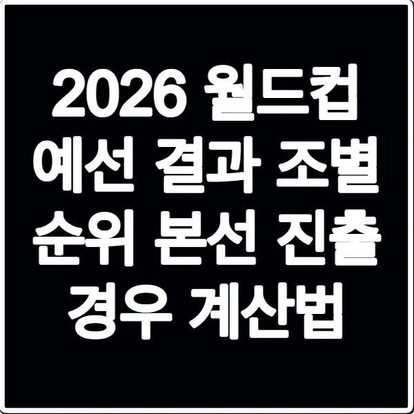 2026 월드컵 예선 결과 조별 순위 본선 진출 경우 계산법