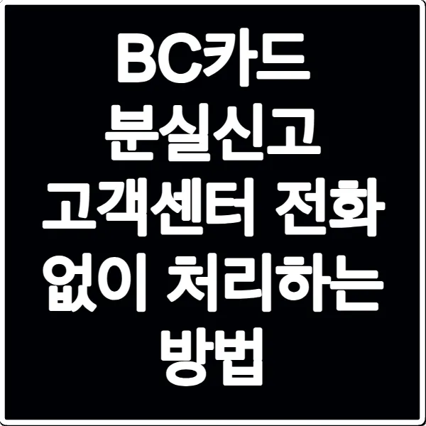 BC카드 분실신고 고객센터 전화 없이 처리하는 방법