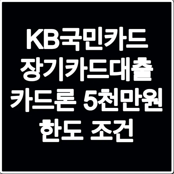 KB국민카드 장기카드대출 카드론 5천만원 한도 조건