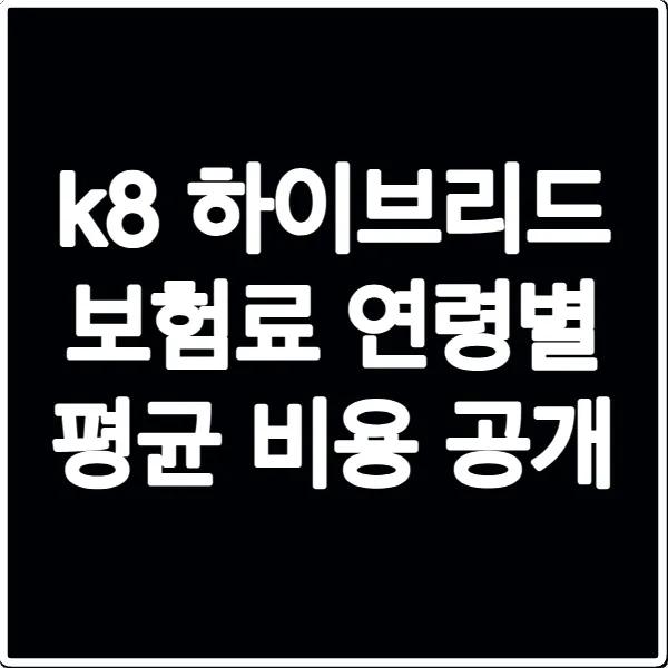 k8 하이브리드 보험료 연령별 평균 비용 공개