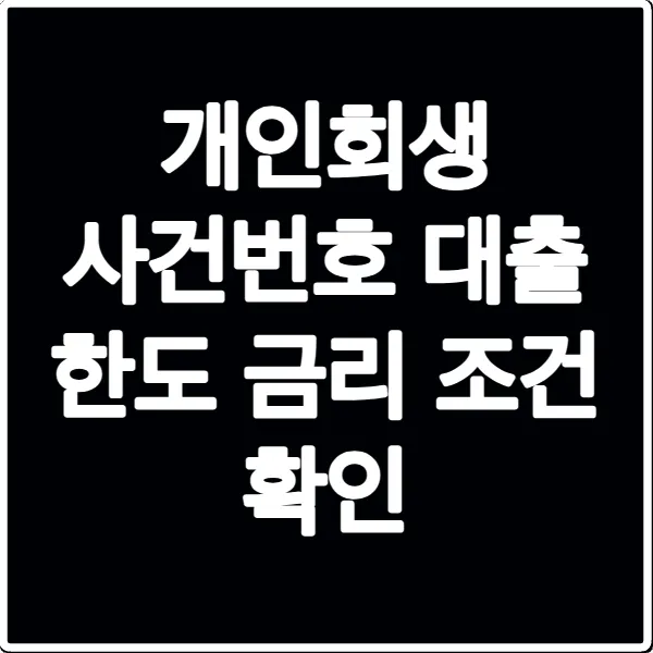 개인회생 사건번호 대출 한도 금리 조건 확인