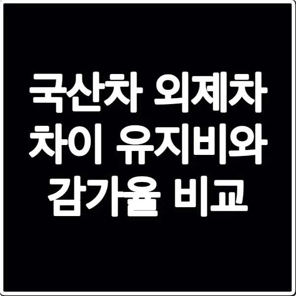 국산차 외제차 차이 유지비와 감가율 비교