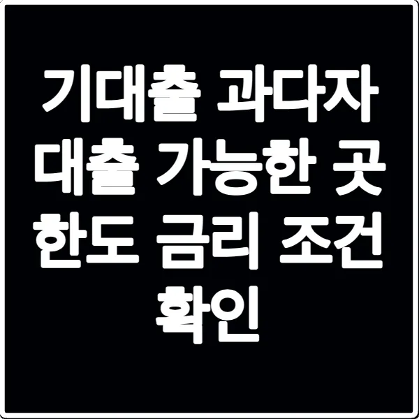 기대출 과다자 대출 가능한 곳 한도 금리 조건 확인