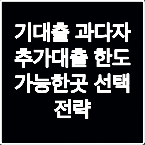 기대출 과다자 추가대출 한도 가능한곳 선택 전략