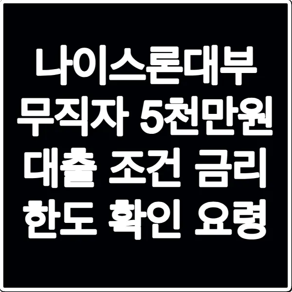 나이스론대부 무직자 5천만원 대출 조건 금리 한도 확인 요령