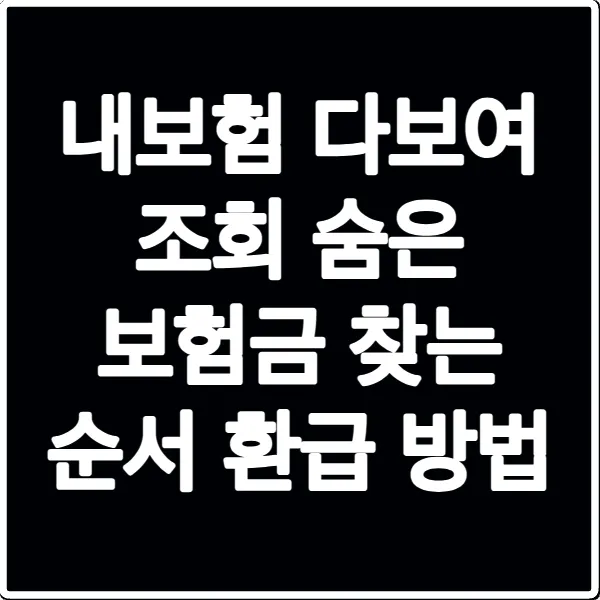 내보험 다보여 조회 숨은 보험금 찾는 순서 환급 방법