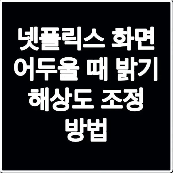 넷플릭스 화면 어두울 때 밝기 해상도 조정 방법