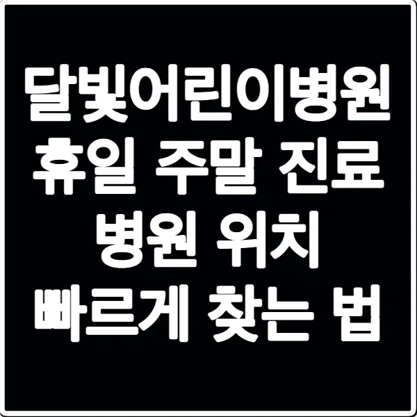 달빛어린이병원 휴일 주말 진료 병원 위치 빠르게 찾는 법