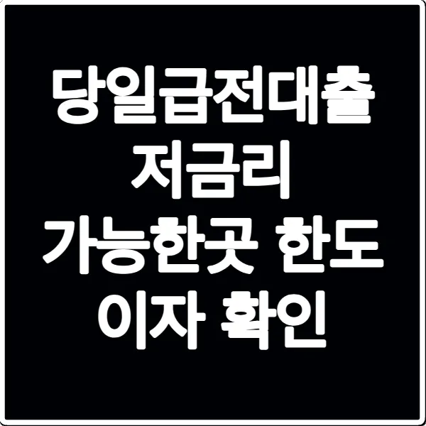 당일급전대출 저금리 가능한곳 한도 이자 확인