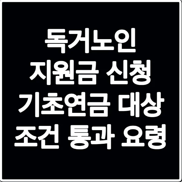 독거노인 지원금 신청 기초연금 대상 조건 통과 요령