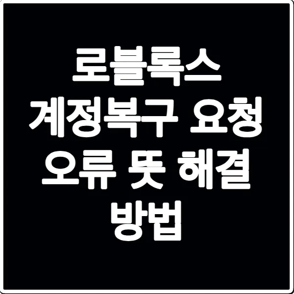 로블록스 계정복구 요청 오류 뜻 해결 방법