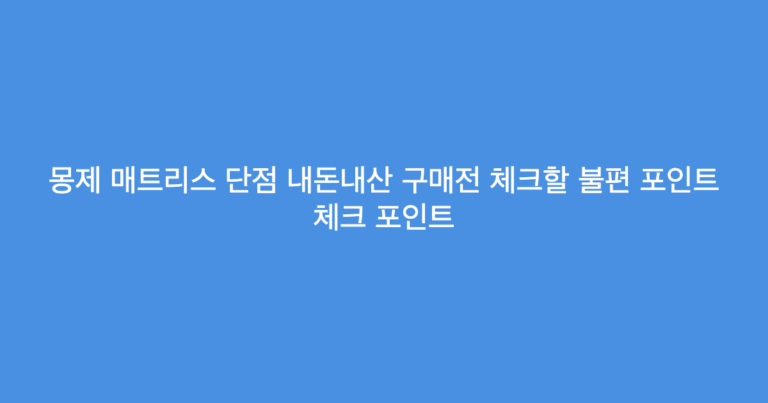 몽제 매트리스 단점 내돈내산 구매전 체크할 불편 포인트 체크 포인트
