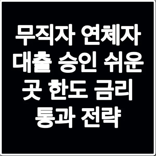 무직자 연체자 대출 승인 쉬운 곳 한도 금리 통과 전략