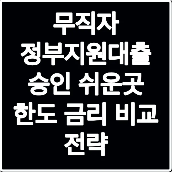 무직자 정부지원대출 승인 쉬운곳 한도 금리 비교 전략