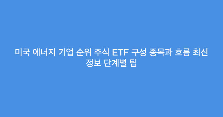 미국 에너지 기업 순위 주식 ETF 구성 종목과 흐름 최신 정보 단계별 팁