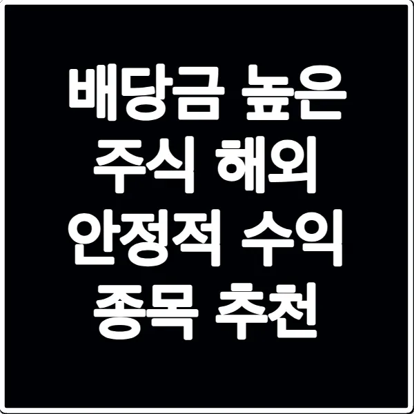 배당금 높은 주식 해외 안정적 수익 종목 추천