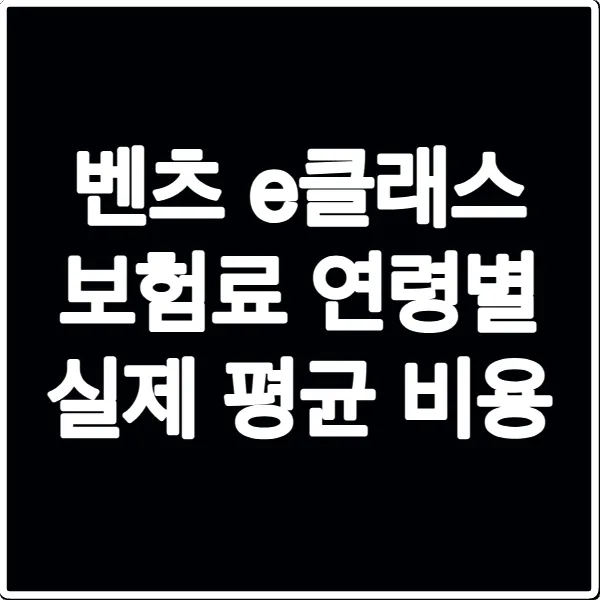 벤츠 e클래스 보험료 연령별 실제 평균 비용