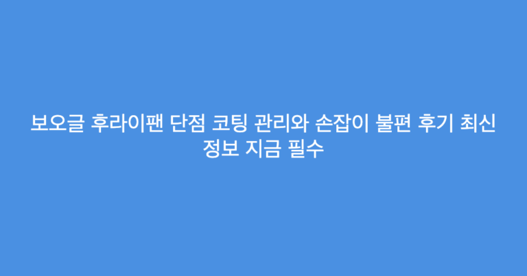 보오글 후라이팬 단점 코팅 관리와 손잡이 불편 후기 최신 정보 지금 필수
