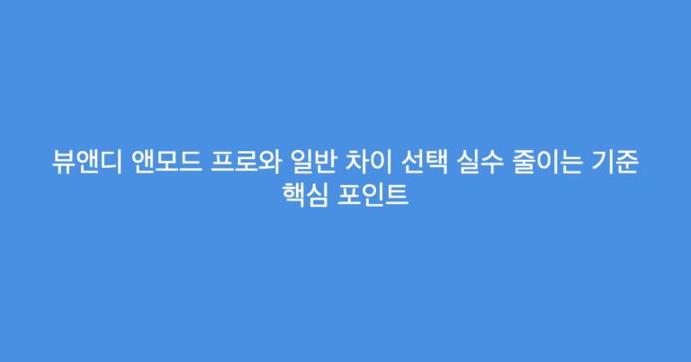 뷰앤디 앤모드 프로와 일반 차이 선택 실수 줄이는 기준 핵심 포인트