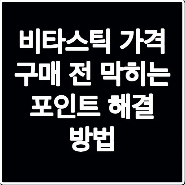 비타스틱 가격 구매 전 막히는 포인트 해결 방법