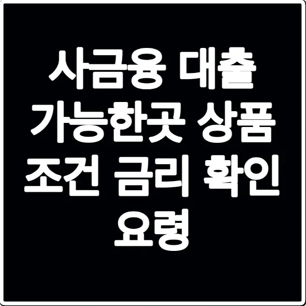 사금융 대출 가능한곳 상품 조건 금리 확인 요령