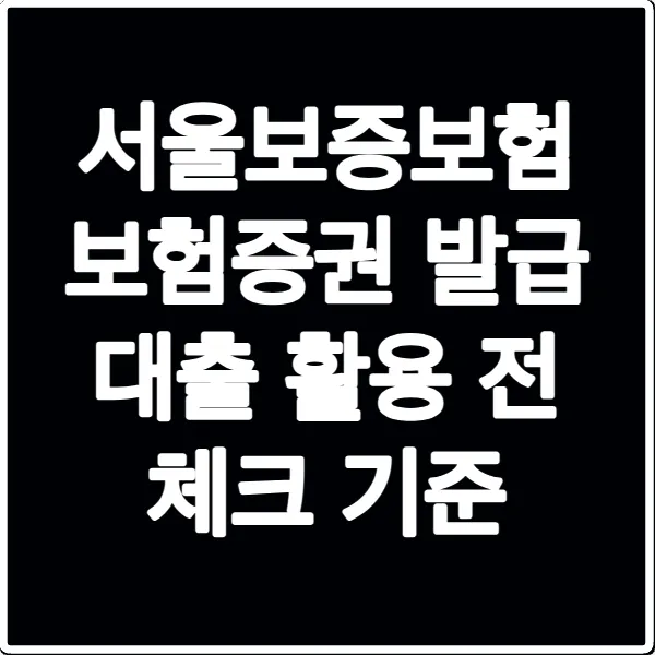 서울보증보험 보험증권 발급 대출 활용 전 체크 기준
