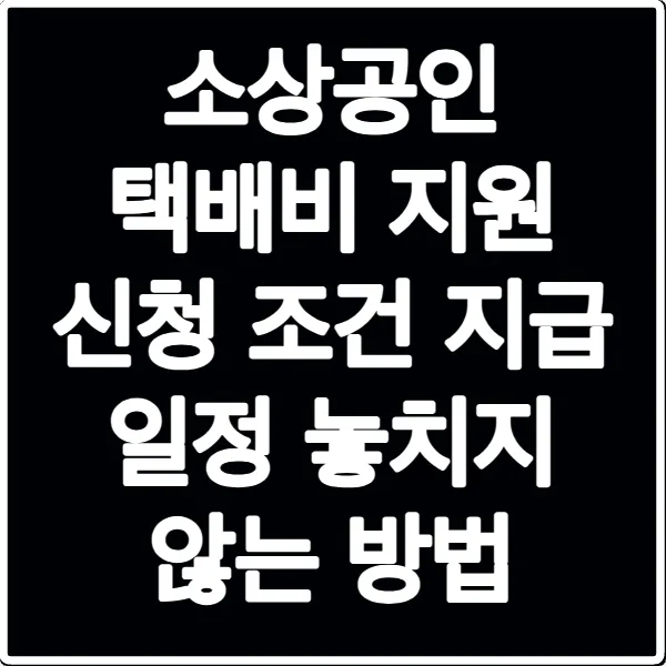 소상공인 택배비 지원 신청 조건 지급 일정 놓치지 않는 방법