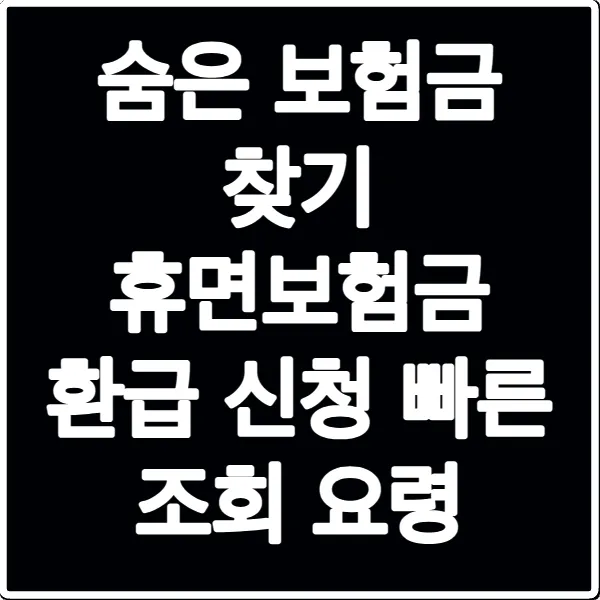 숨은 보험금 찾기 휴면보험금 환급 신청 빠른 조회 요령