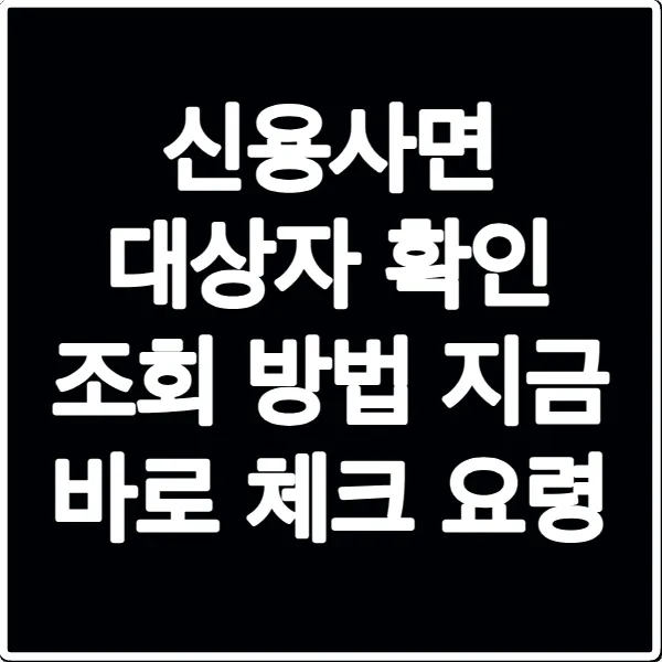 신용사면 대상자 확인 조회 방법 지금 바로 체크 요령
