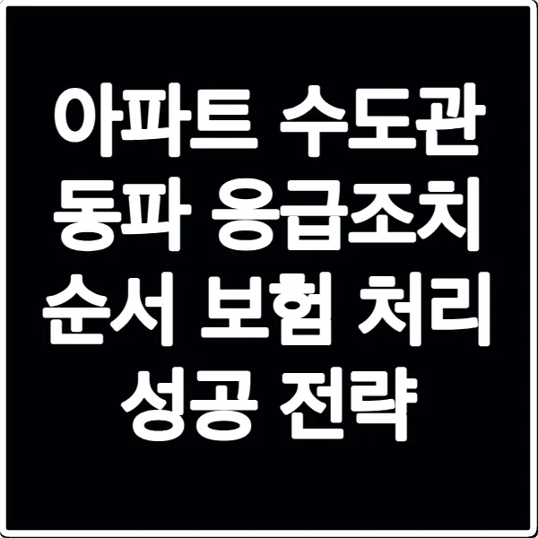 아파트 수도관 동파 응급조치 순서 보험 처리 성공 전략