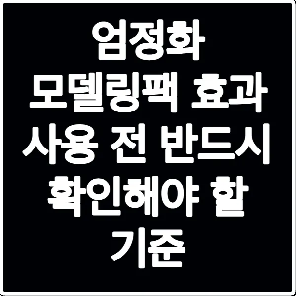 엄정화 모델링팩 효과 사용 전 반드시 확인해야 할 기준