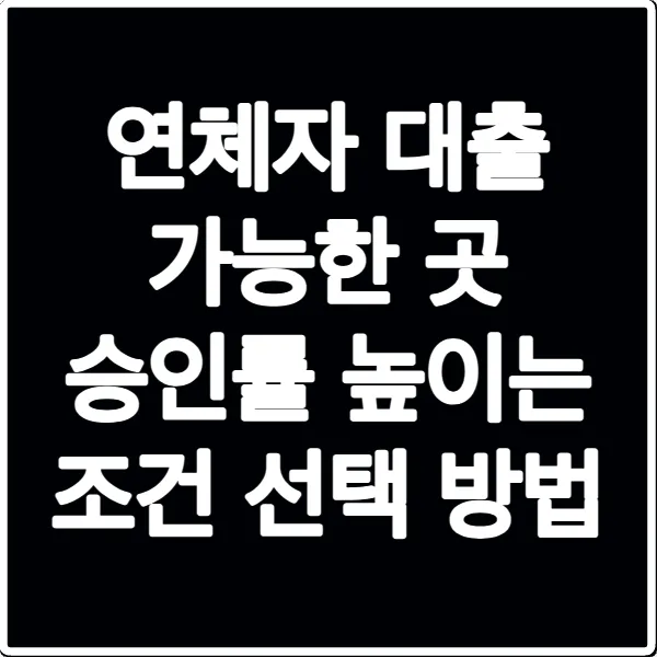 연체자 대출 가능한 곳 승인률 높이는 조건 선택 방법