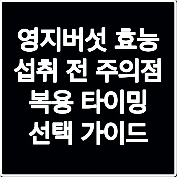 영지버섯 효능 섭취 전 주의점 복용 타이밍 선택 가이드