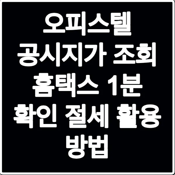오피스텔 공시지가 조회 홈택스 1분 확인 절세 활용 방법