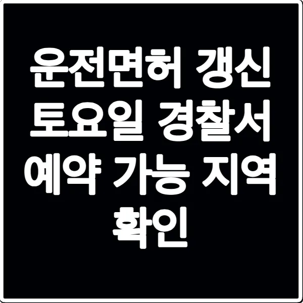 운전면허 갱신 토요일 경찰서 예약 가능 지역 확인